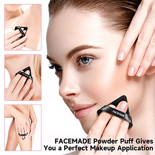 FACEMADE 6 Pieces Face Powder Puff with a Travel Case, Soft Velour Makeup Puff